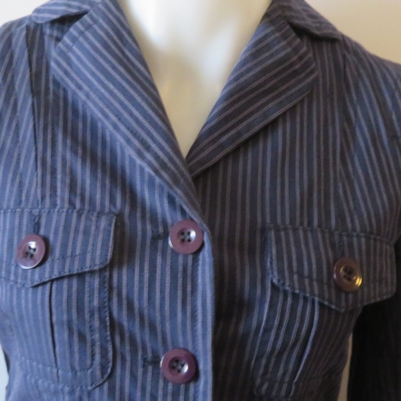 MARC JACOBS BLUE PINSTRIPE TWILL MILITARY JACKET 2 - Picture 2 of 8